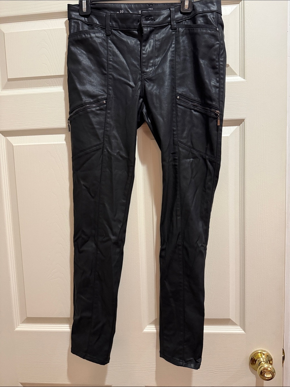 White House Black Market Black Faux Leather Skinny Pants
